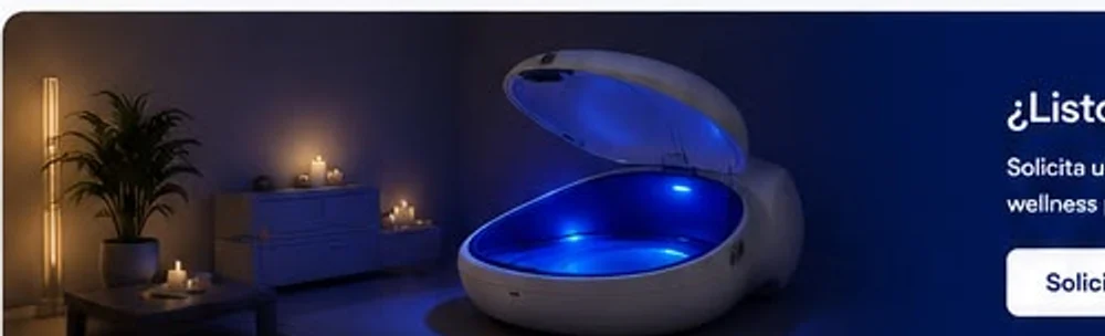 Bazinul de plutire BaricZen iluminat într-un ambient nocturn cu lumânări
